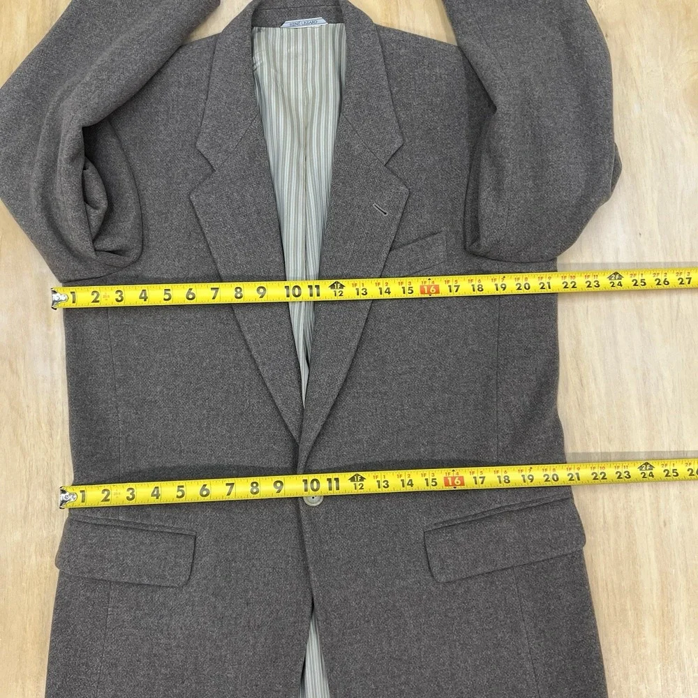 Vintage‎ Rene Lezard Ventless Blazer Sport Coat Mens 40R Wool Tan Jersey Flannel
